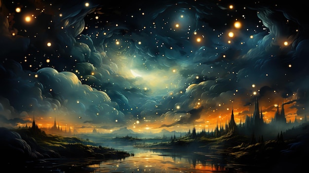 Il cielo ha le stelle di notte tra le stelle e la galassia della Via Lattea