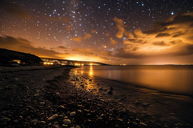 Il cielo stellato notturno sulla costa