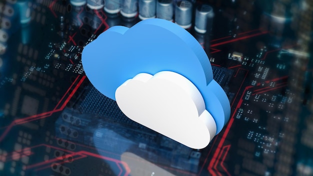 Il cloud sulla scheda PCB per esso o il concetto di tecnologia rendering 3d