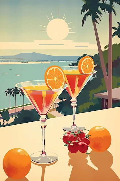 Il cocktail di martini di frutta tropicale allo stile di Hugh Ferris.