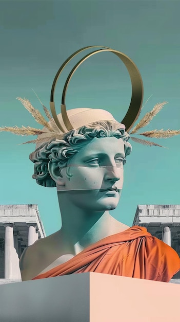 Il collage del Dio dell'Olimpo in interpretazione moderna