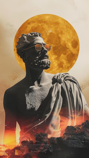 Il collage del Dio dell'Olimpo in interpretazione moderna