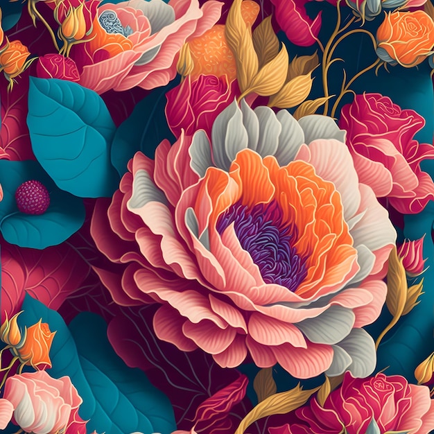 Il colorato bouquet di rose in acrilico dipinge un'illustrazione vivace Ai Generative