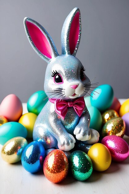 Il colorato coniglietto di Pasqua con le uova decorate