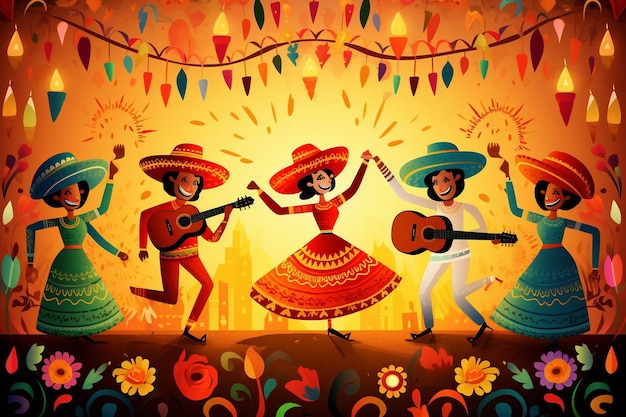 Il colorato disegno della celebrazione del Cinco De Mayo