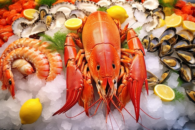 Il colorato e affollato mercato del pesce offre un'abbondanza di varietà di frutti di mare freschi