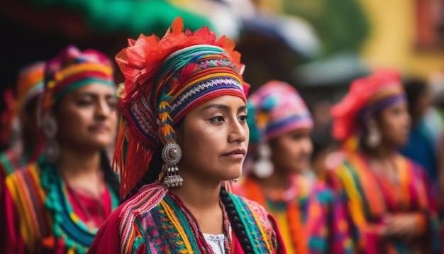 Il colorato festival indigeno celebra gli abiti e le culture tradizionali all'aperto generati dall'intelligenza artificiale