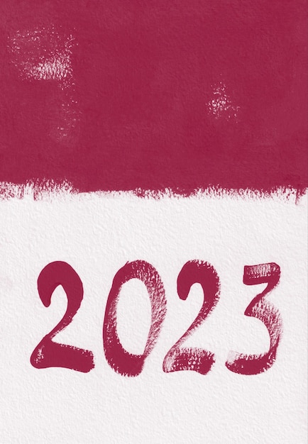 Il colore viva magenta 2023. Presentazione banner verticale sfondo con numeri gouache.