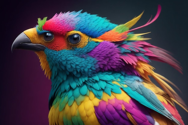 il colore vivido spruzza il ritratto dell'uccello