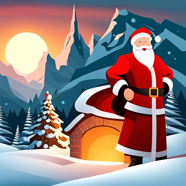 Il concept design di Buon Natale con l'albero di Babbo Natale lascia la renna ai generata
