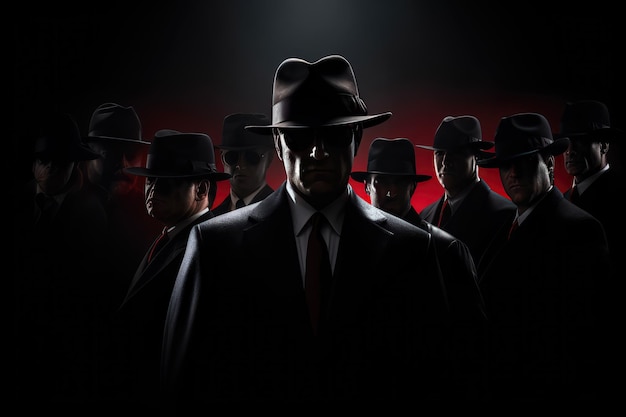 Il concetto del film del capo della mafia sullo sfondo nero scuro