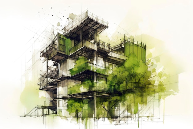 Il concetto di architettura verde materiali industriali scuola di Barbizon composizione equilibrata