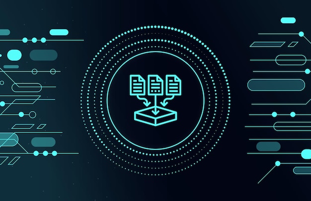 Il concetto di archiviazione dei dati nel cloud del cyberspazio con la tecnologia moderna dei file