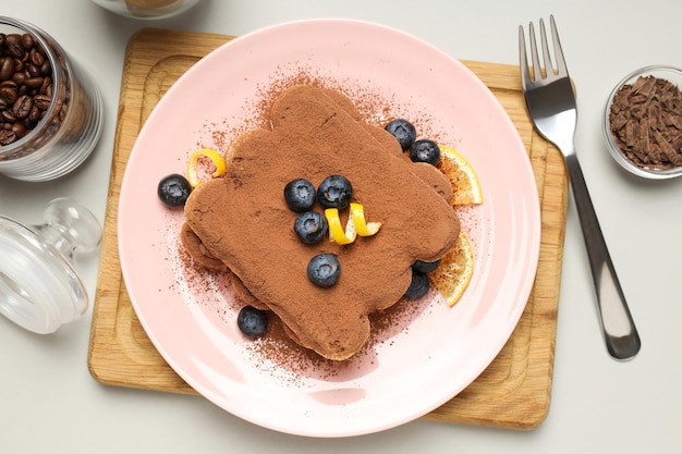 Il concetto di cibo dolce Tiramisu torta vista dall'alto