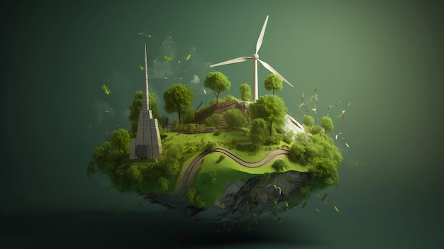 Il concetto di energia verde ed ecologia del futuro Alternativa generata dall'IA