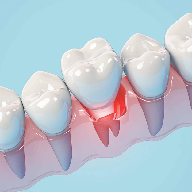 Il concetto di esame dentale illustrato con il rendering del modello molare 3D per i social media