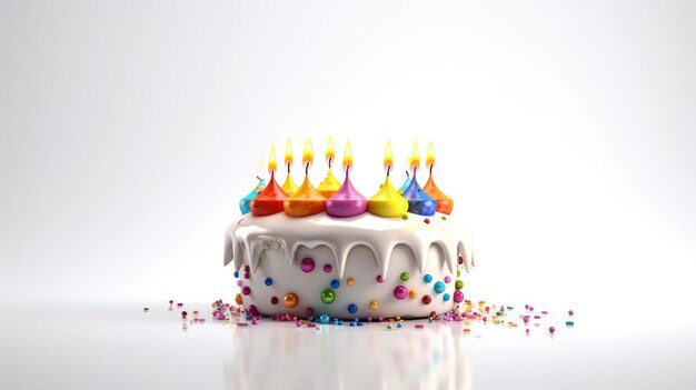 Il concetto di Happy Birthday con sfondo bianco creato con la tecnologia Generative AI