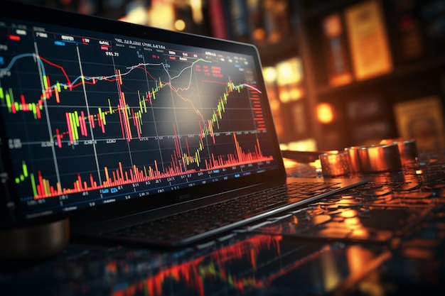 Il concetto visivo evidenzia le dinamiche del mercato azionario e del trading forex