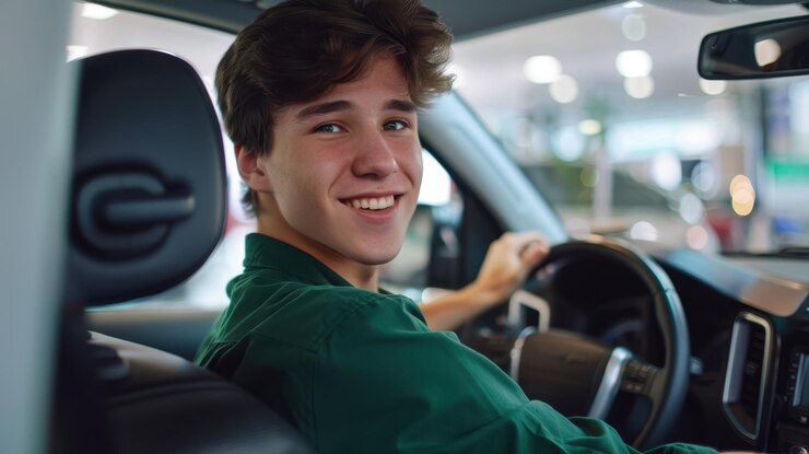 Il conducente adolescente sorridente