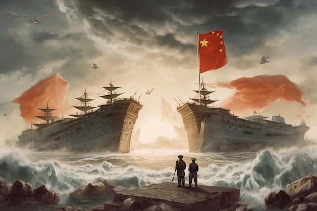 Il conflitto della Cina con Taiwan Le navi da guerra cinesi
