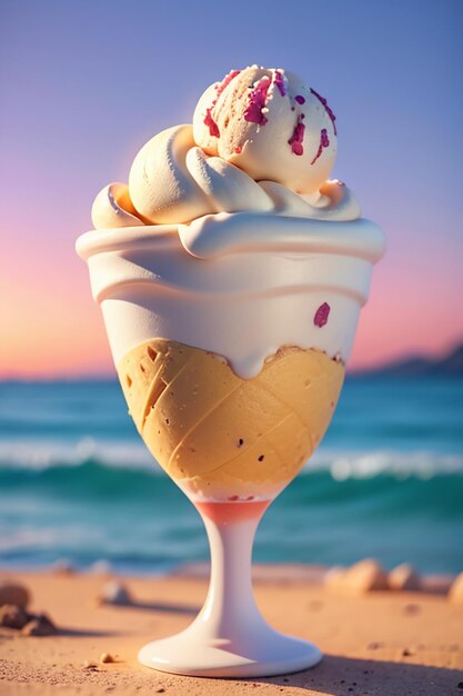 Il cono di gelato estivo preferito è delizioso Creamy Sorbet Cool gourmet sfondo carta da parati
