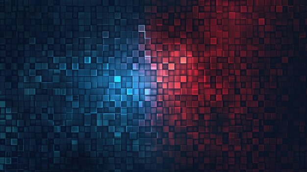 Il contrasto tra il modello di pixel blu e rosso crea uno sfondo quadrato astratto