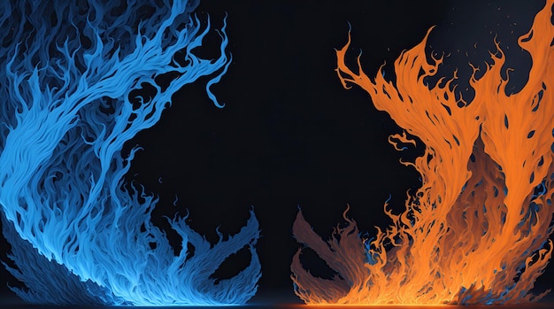 Il contrasto tra lo sfondo del desktop di fuoco e ghiaccio