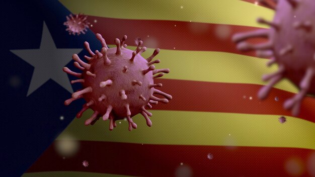 Il coronavirus fluttua sulla bandiera indipendente della Catalogna