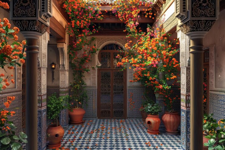 Il corridoio marocchino pieno di fiori