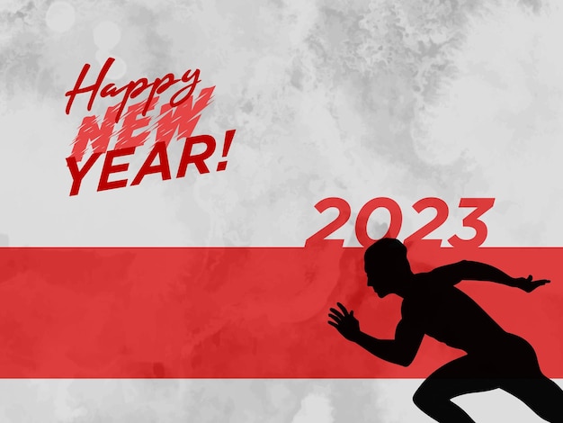 Il corridore di fitness 2023 desidera un felice anno nuovo e un'immagine di auguri per il nuovo anno