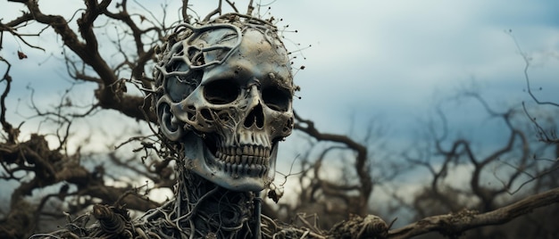 Il cranio intrappolato in un albero sterile