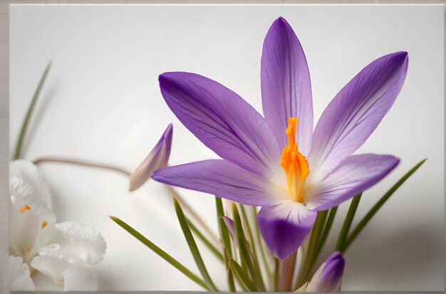 Il crocus pasquale baciato dal sole fiorisce