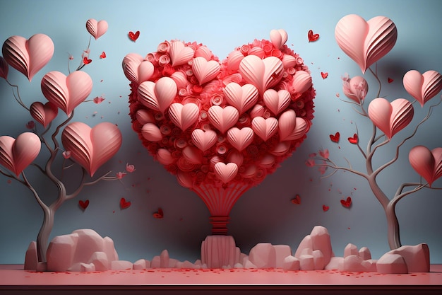 Il cuore d'amore di San Valentino 3d Generative Ai