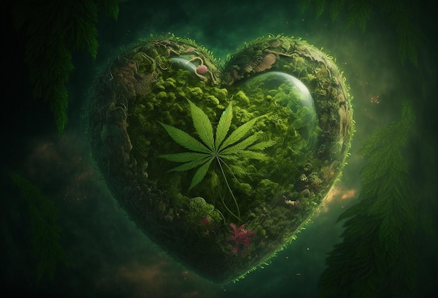 Il cuore di cannabis è una bellissima pianta naturale AI generativa