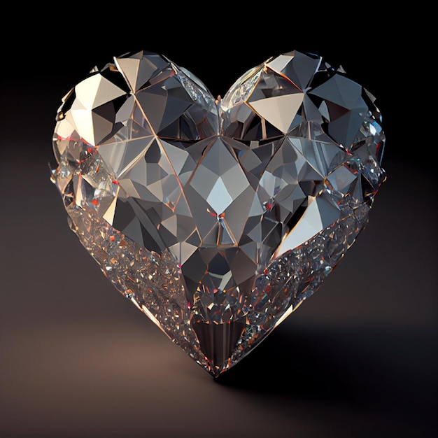 Il cuore di lusso fatto dei diamanti bianchi ama il fondo 3d del biglietto di S. Valentino rende