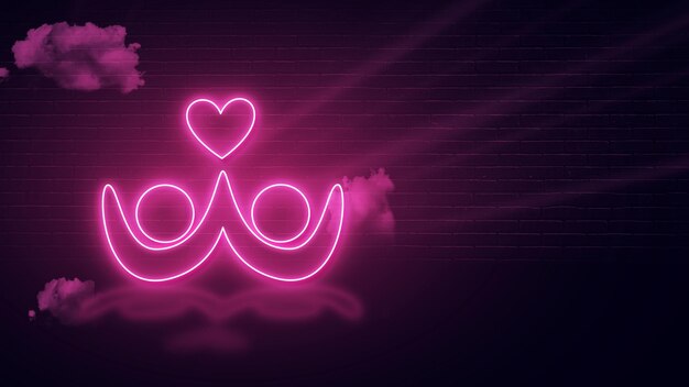 il cuore medico e l'icona della gente effetto neon rosa e spazio vuoto per la copia.