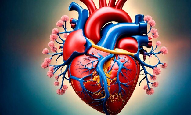 Il cuore umano è un vero diagramma medico. Focalizzazione selettiva.