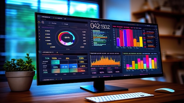 Il dashboard dei dati aziendali fotografici fornisce analitiche di business intelligence alla moda per la pianificazione della strategia di marketing