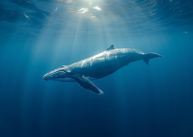 Il delfino nuota sott'acqua nell'oceano