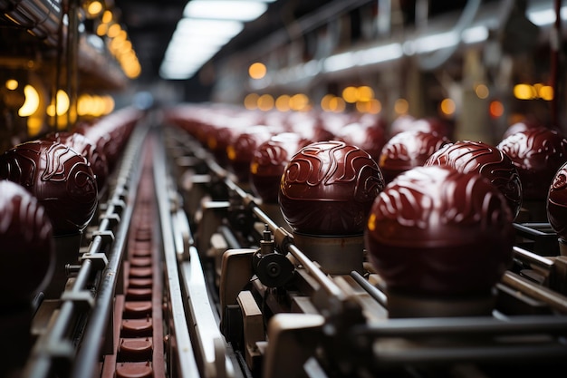 Il delizioso nastro trasportatore della fabbrica di cioccolato