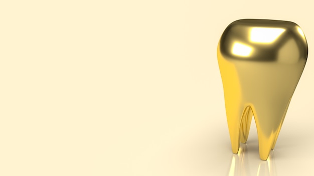 Il dente d'oro per il rendering 3d di concetto dentale o medico