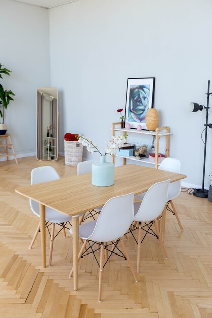 Il design degli interni del monolocale in stile scandinavo