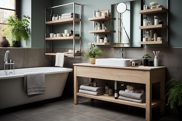 Il design del bagno è realizzato in stile scandinavo