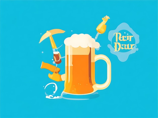 Il design dell'illustrazione della Giornata Internazionale della Birra con una tazza di birra a mano generata dall'AI