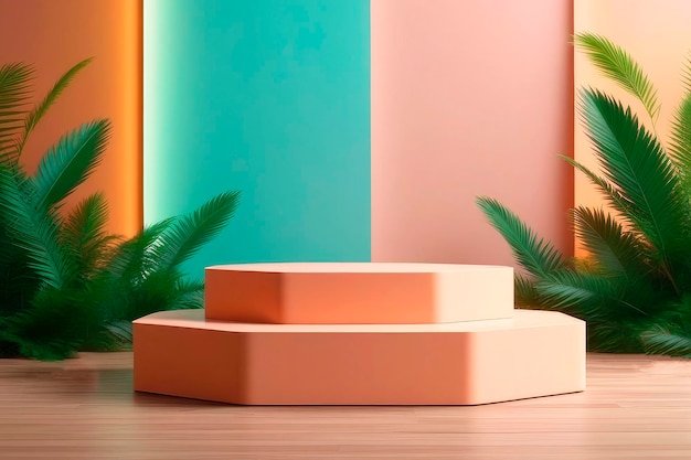 Il design minimalista tona il podio vuoto Il concetto di colore di tendenza dell'anno 2024 Peach