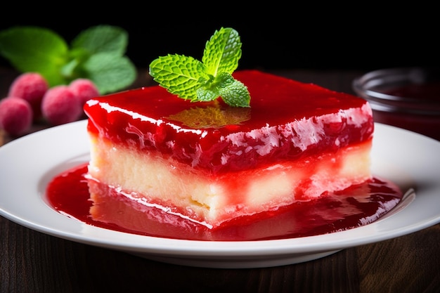 Il dessert cremoso rosso sul tavolo