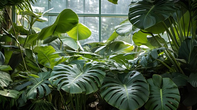 Il dettaglio della pianta tropicale in una serra