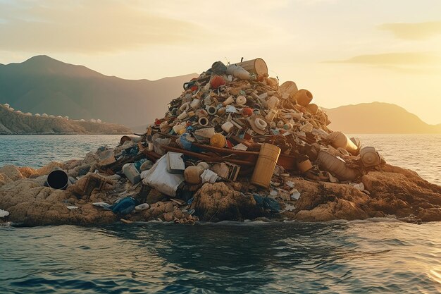 Il dilemma ecologico: un mucchio di spazzatura sulla spiaggia