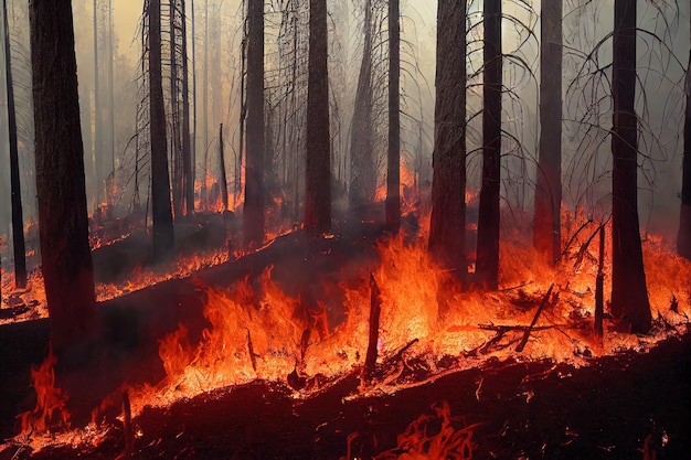 Il disastro di un incendio nella foresta pluviale sta bruciando causato dal disastro di un incendio umano