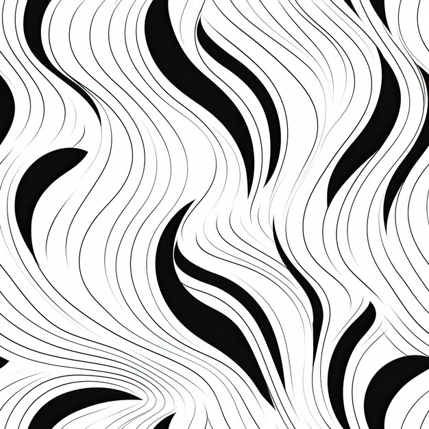 il disegno in bianco e nero sotto forma di linee ondulate